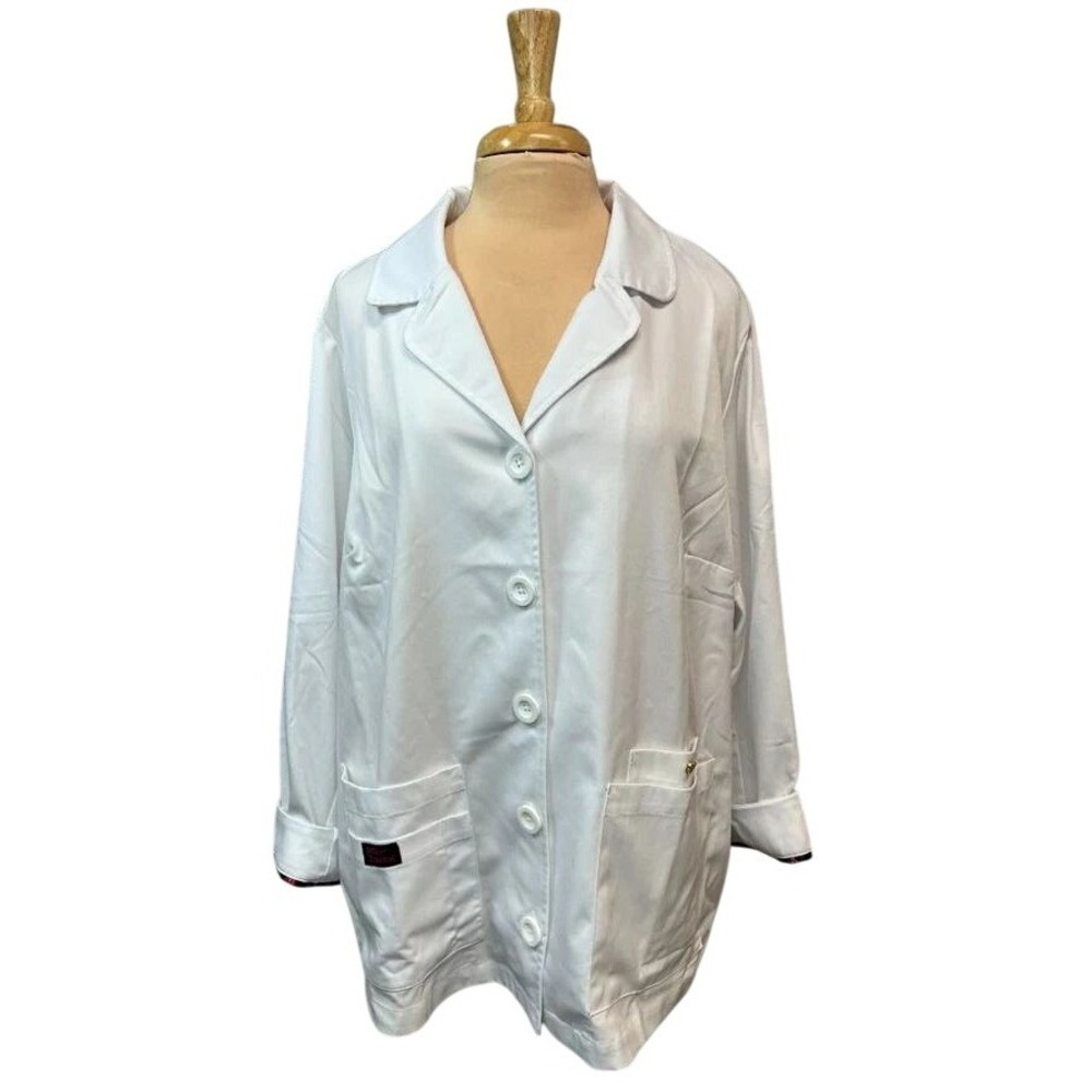 Betsey Johnson Canna Lab Coat Women 2XL White New Lab Coat Jacket Button Up